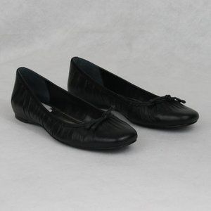 Alfani LINDEE Black Leather Flats w/ Bow SZ 7M EUC